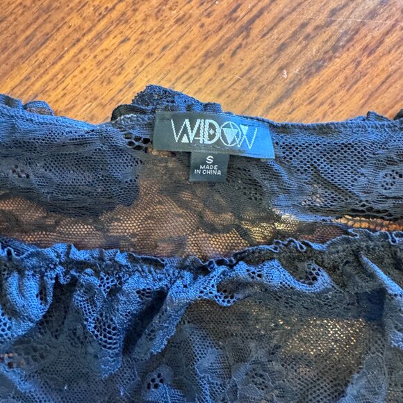 Widow Black Sheer Lace Crop Top with Flare Sleeves - Picture 12 of 14